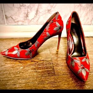 Nine West Red Floral High Heels